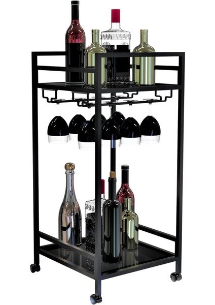 Siyah Renkli Servis Arabası, Şık ve Kullanışlı Tasarım