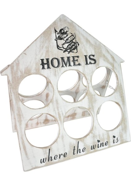 Beyaz Vintage Mdf Ev Şeklinde Şaraplik, Şık ve Zarif Dekorasyon Parçası