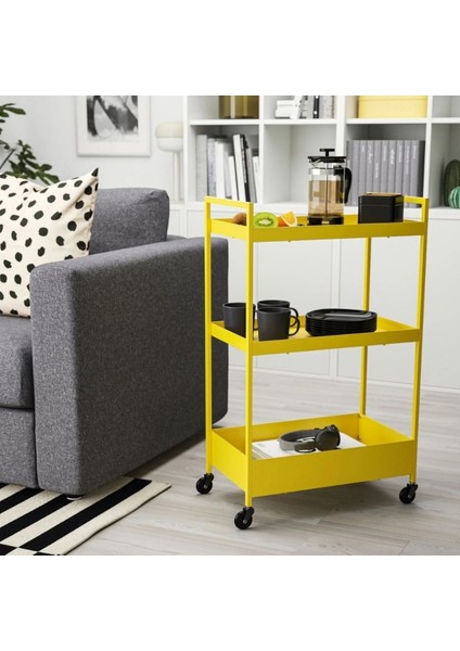 Sarı Metal Servis Arabası, Dayanıklı ve Şık Eşya Taşıma Arabası fiyatları