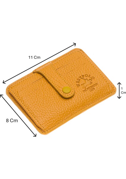 Carpi Çok Bölmeli Unisex Hakiki Flötr Deri Kartlık - Hardal