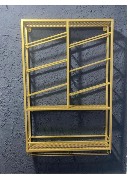 Şık Metal Raf ve Kadehlik, Modern Mutfak Dekorasyonu, Zarif Saklama Çözümü