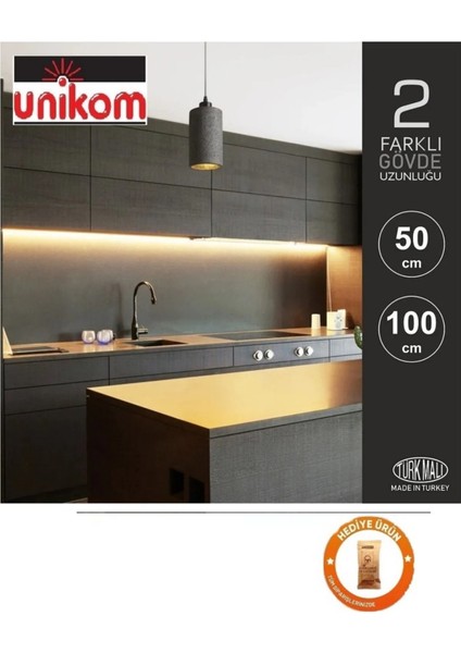 Mutfak Tezgah Altı LED Aydınlatma 100 Cm, On-Off Tuşlu, Gün Işığı Renkli modelleri