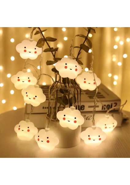 Sarı Renkli 3m Yıldız ve Yüz LED Işık Zinciri, Dekoratif ve Yılbaşı Aydınlatması