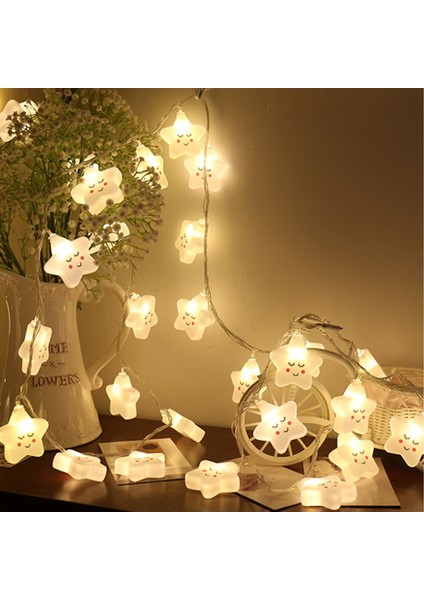 Sarı Renkli 3m Yıldız ve Yüz LED Işık Zinciri, Dekoratif ve Yılbaşı Aydınlatması indirimleri