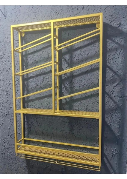 Şık Metal Raf ve Kadehlik, Modern Mutfak Dekorasyonu, Zarif Saklama Çözümü fiyatları