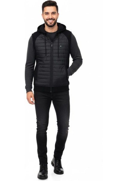 Erkek Kapitone Modelli 3 Iplik Kapüşonlu Yelek BGL-ST04866