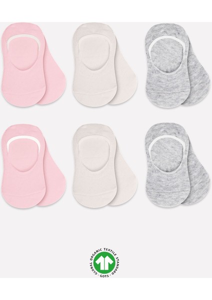Bistyle 6'lı Silikonlu Babet Penye Çorap BS30101B Pembe Ekru Gri