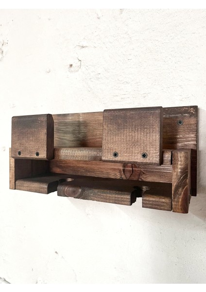 Ceviz Renkli Masif Ahşap Duvar Şişelik ve Kadehlik Dekoratif Düzenleyici fırsatları