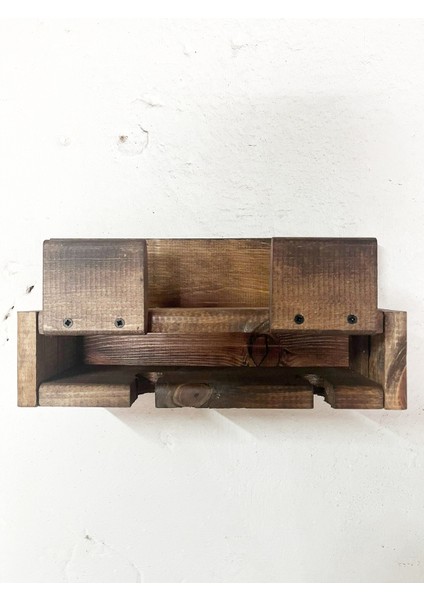 Ceviz Renkli Masif Ahşap Duvar Şişelik ve Kadehlik Dekoratif Düzenleyici indirimleri