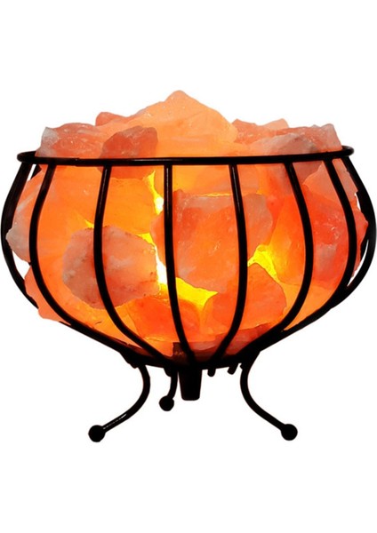 Renkli Ferforje Sepetli Himalaya Tuzu Lambası 4.5-5 Kg, Doğal ve Şık Ev Dekoru