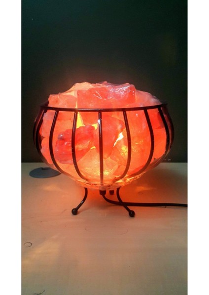 Renkli Ferforje Sepetli Himalaya Tuzu Lambası 4.5-5 Kg, Doğal ve Şık Ev Dekoru indirimleri