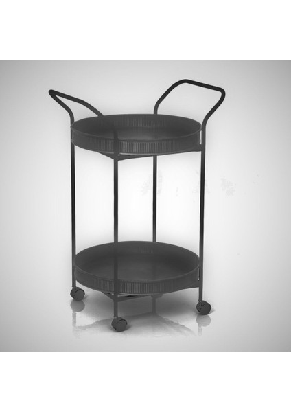 Şık Iki Katlı Yuvarlak Servis Arabası, Siyah Renkli ve Kullanışlı Tasarım fiyatları