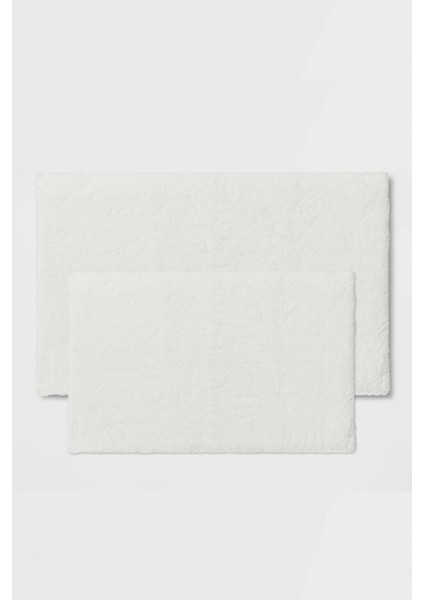 Beyaz Pamuklu Peluş Banyo Paspası Çiftli Takım 40X60 ve 60X90 fiyatları