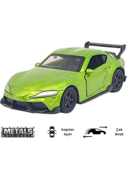 Çek Bırak Metal Küçük Arabalar 8 cm - 6411A - Yeşil