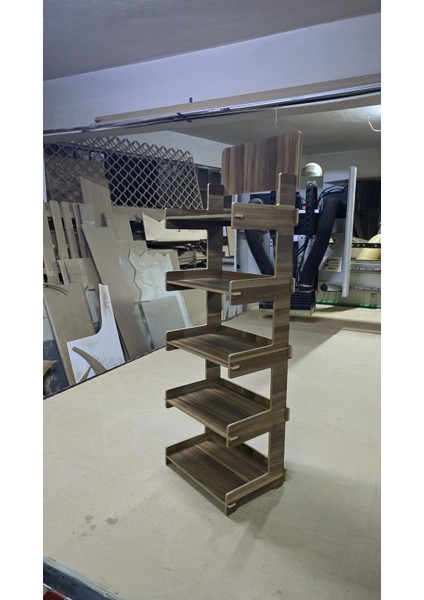 5 Gözlü Mdf Lam Raf Standı, 35X110X28 Cm, Demonte, Kolay Kurulum