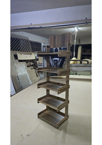 5 Gözlü Mdf Lam Raf Standı, 35X110X28 Cm, Demonte, Kolay Kurulum fiyatları