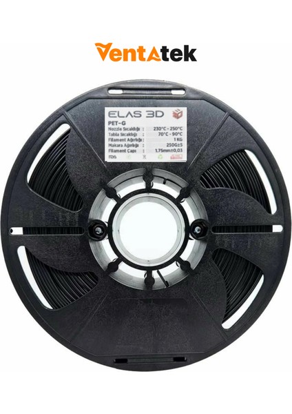 Siyah Petg Filament - 1.75MM - 1 kg