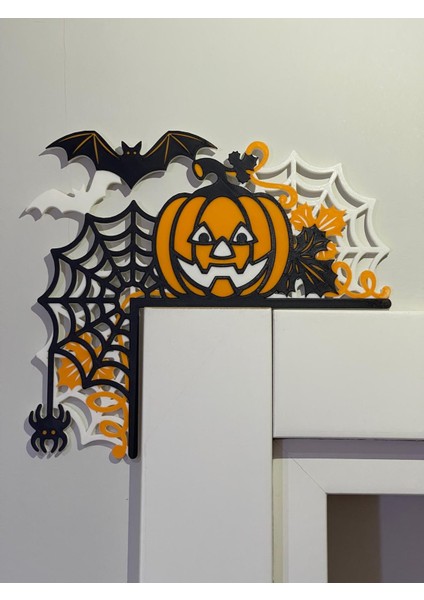 Halloween Kapı Süsü, Kabak Desenli Kapı Köşe Süsü, 3D Kapı Köşe Süsü, Cadılar Bayramı