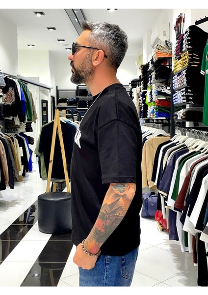 Oversize Manhattan Baskılı Erkek Tişört