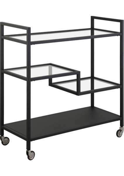 Şık Siyah Metal Şaraplık ve Servis Arabası, Sunum ve Kadehlik Için Ideal modelleri