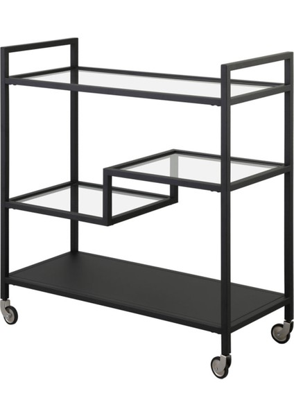 Şık Siyah Metal Şaraplık ve Servis Arabası, Sunum ve Kadehlik Için Ideal fırsatları