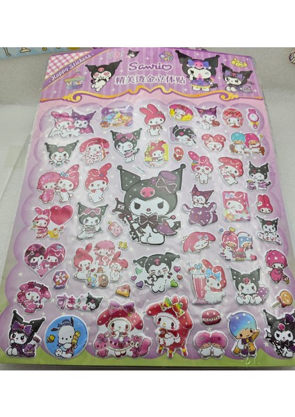 Sanrio Kawaii Büyük Boy Kabartmalı Sticker 55 Adet Sticker ve Boyama Kağıdı Lüx Sevimli Hediyelik fiyatları