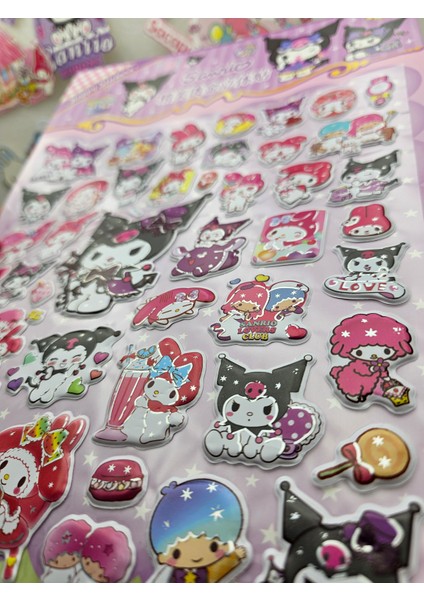Sanrio Kawaii Büyük Boy Kabartmalı Sticker 55 Adet Sticker ve Boyama Kağıdı Lüx Sevimli Hediyelik indirimleri