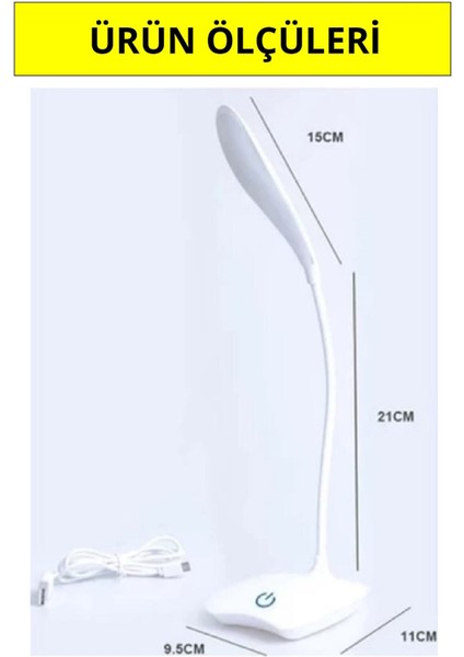 Şarjlı Masa Üstü 14 LED Dokunmatik Bükülebilir Okuma Işığı, 3 Kademe, Turuncu indirimleri