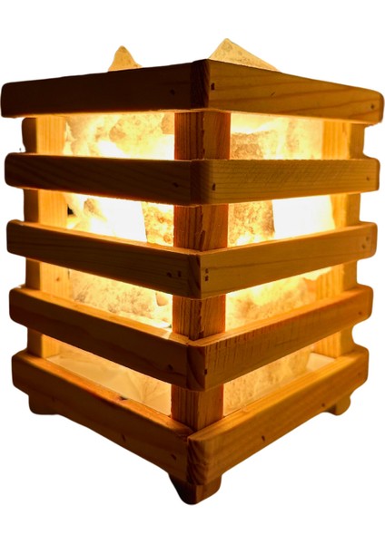 Doğal Kristal Kaya Tuzu Sepetli Tuz Lambası, 3-4kg, Sağlıklı ve Şık Aydınlatma