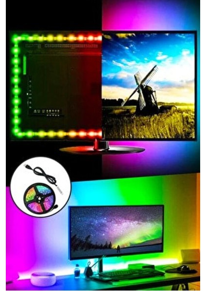 1 Metre Çok Renkli Rgb USB Şerit LED Aydınlatma, Tv ve Pc Kasası Için fiyatları