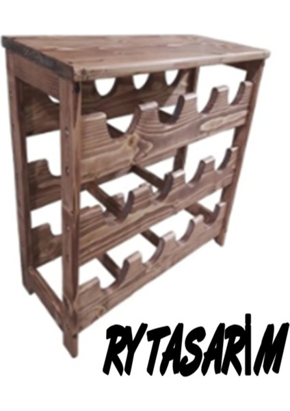 Masif Ceviz Ağaç 3 Katlı Boyalı Şaraplık, Şık ve Dayanıklı Tasarım