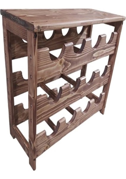 Masif Ceviz Ağaç 3 Katlı Boyalı Şaraplık, Şık ve Dayanıklı Tasarım