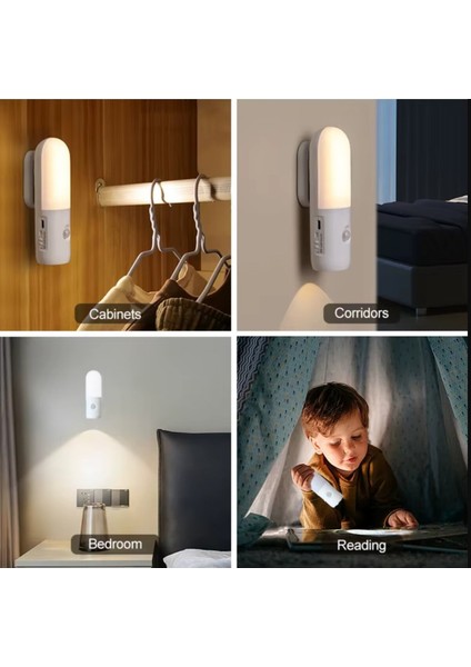 Kablosuz Hareket Sensörlü Beyaz LED Gece Lambası, Şarjlı, Koridor, Merdiven, Yatak Odası fiyatları