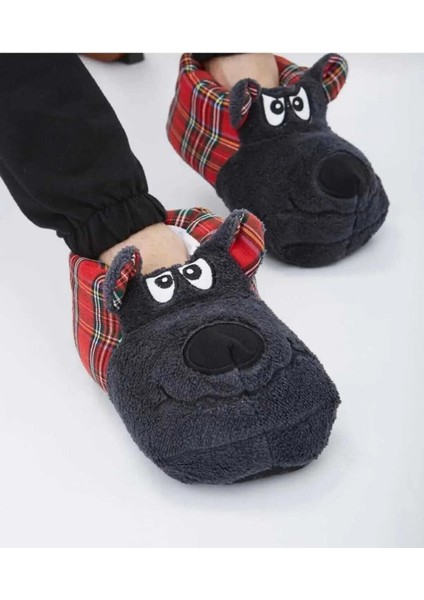 Siyah Kırmızı Köpek Hayvanlı Unisex Panduf fiyatları