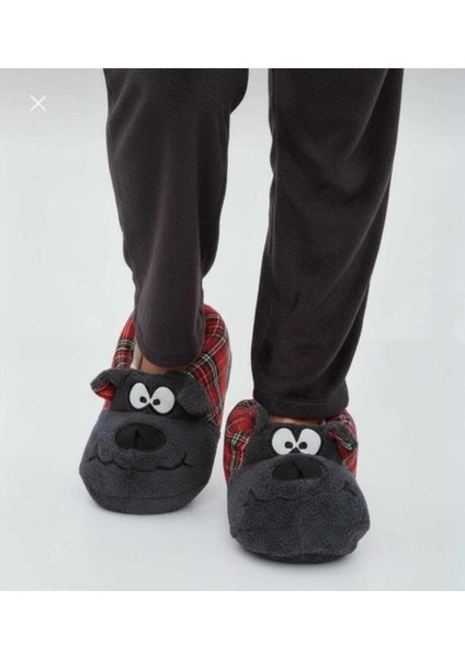 Siyah Kırmızı Köpek Hayvanlı Unisex Panduf modelleri