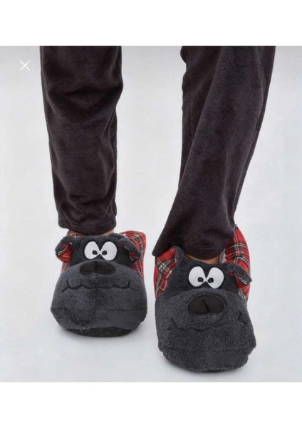 Siyah Kırmızı Köpek Hayvanlı Unisex Panduf fırsatları