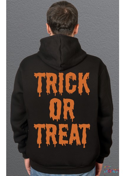 Trick Or Treat Turuncu Sweetshirt Unisex Kapüşonlu Hoodie