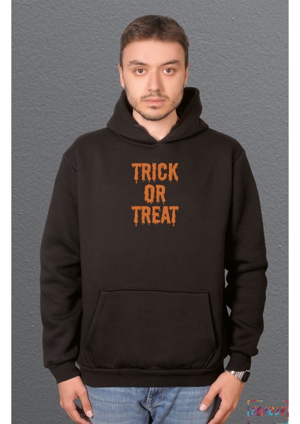 Trick Or Treat Turuncu Sweetshirt Unisex Kapüşonlu Hoodie fiyatları