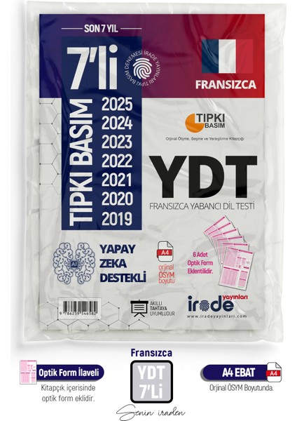 2026 Yks Ydt Fransızca Ösym Çıkmış Soru Tıpkı Basım 7'li Deneme Paketi Optik Formlu