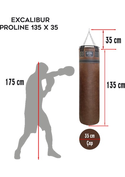 Proline Steel Salon Tipi Profesyonel Çemberli Boks Torbası 135 x 35 Kahve fiyatları