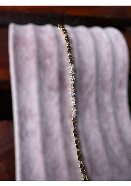 Vıp Seri Yıldız Detaylı 14K Gold Renk Çelik Taşlı Bileklik - Kararmaz modelleri