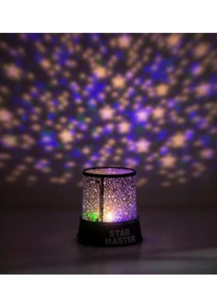 Renkli Yıldızlı Gökyüzü Projeksiyon Gece Lambası, Siyah, Rahatlatıcı Işık, Uyku Yardımcısı