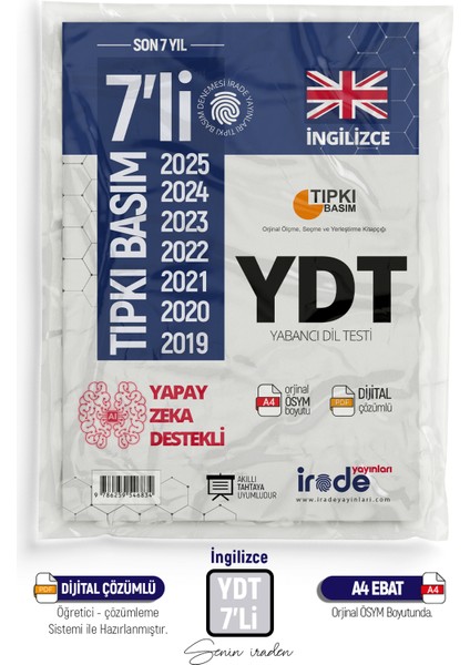 2026 YKS YDT İNGİLİZCE ÖSYM Çıkmış Soru Son 7 Yıl Tıpkı Basım Çözümlü Paket Deneme