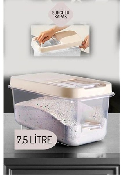 Reagan Tablet ve Deterjan Saklama Kutusu 7.5 Lt Krem