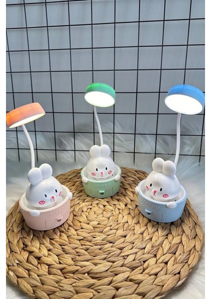 Sevimli Tavşanlı Şarjlı Masa Lambası, LED Işık ve Sticker Hediyeli fiyatları