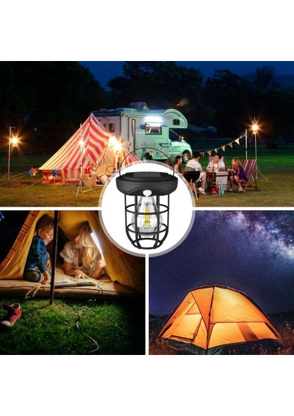 Solar Kamp Feneri – Güneş Enerjili, Otomatik Şarj ve Gece Işığı, Taşınabilir ve Asılabilir LED Dış Mekan Lamba