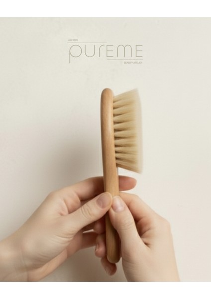 Pureme Angel Soft Bebek Fırçası – Doğal Keçi Kılı, Hassas Bebek Cilt Bakım Fırçası