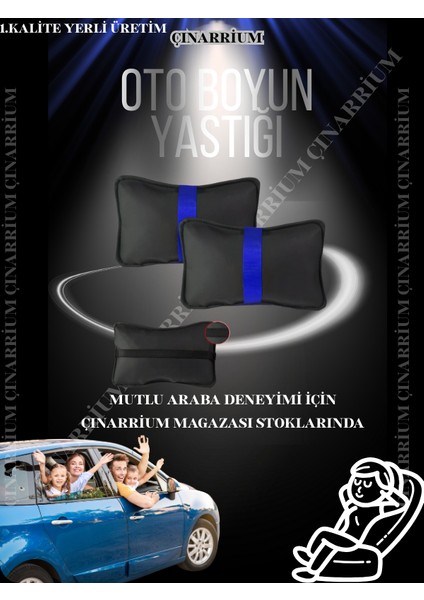 Mazda Mx-5 Nb 1998-2005 Oto Koltuk Mavi Şerit Boyun Yastığı 2 Adet