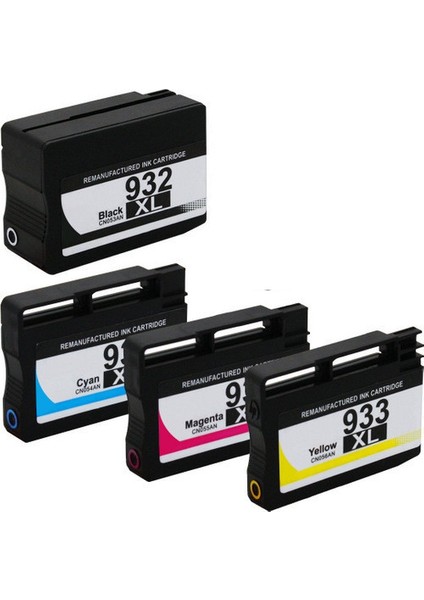 932XL/933XL (932/933) Hp Officejet 6100, 6600, 7110, 7510, 7610 Yazıcı Uyumlu 4 Renk Muadil Kartuş Seti fiyatları