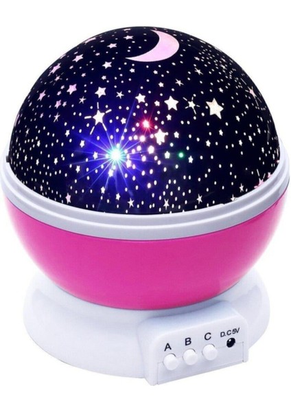 Pembe ve Beyaz Renkli Çocuk Odası Projeksiyonlu Gece Lambası